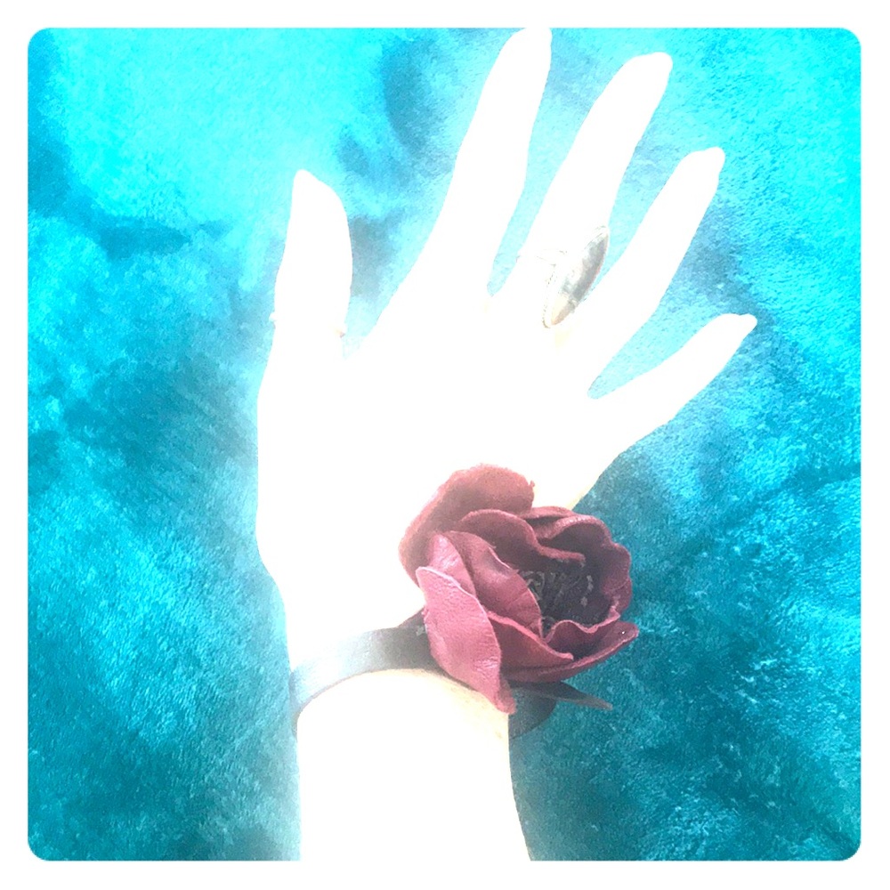 Leather Flower Bracelet Hand crafted New Orleans